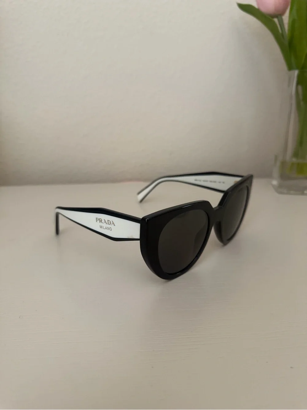 Prada Black and White Cat-Eye Sunglasses
